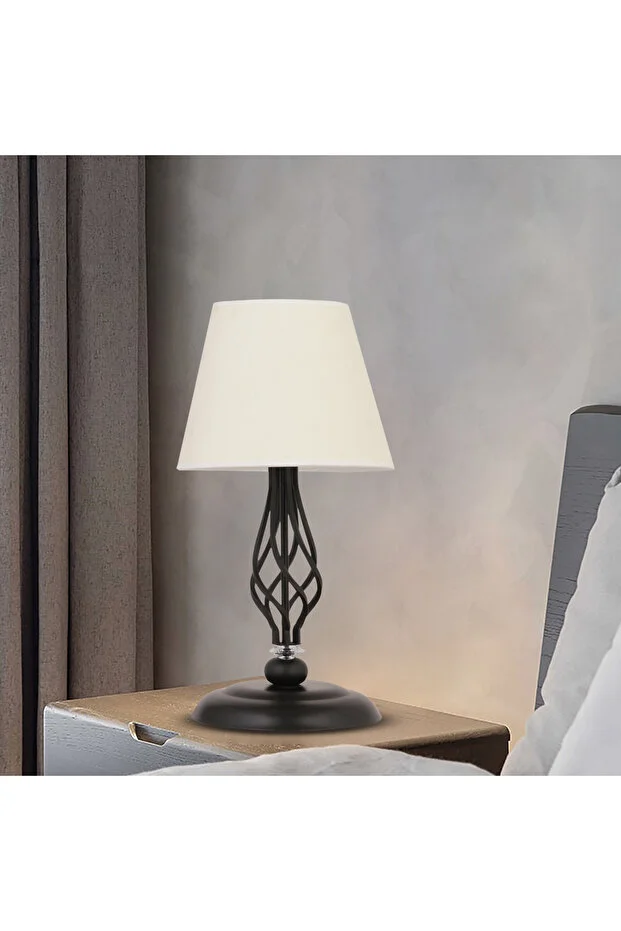 Lupin Beyaz Şapkalı Siyah Masa Lambası